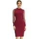 thumbnail image 1 of Vestido midi elegante de manga larga con botones de malla y puntos de malla para mujer Borgoña XS, 1 of 5