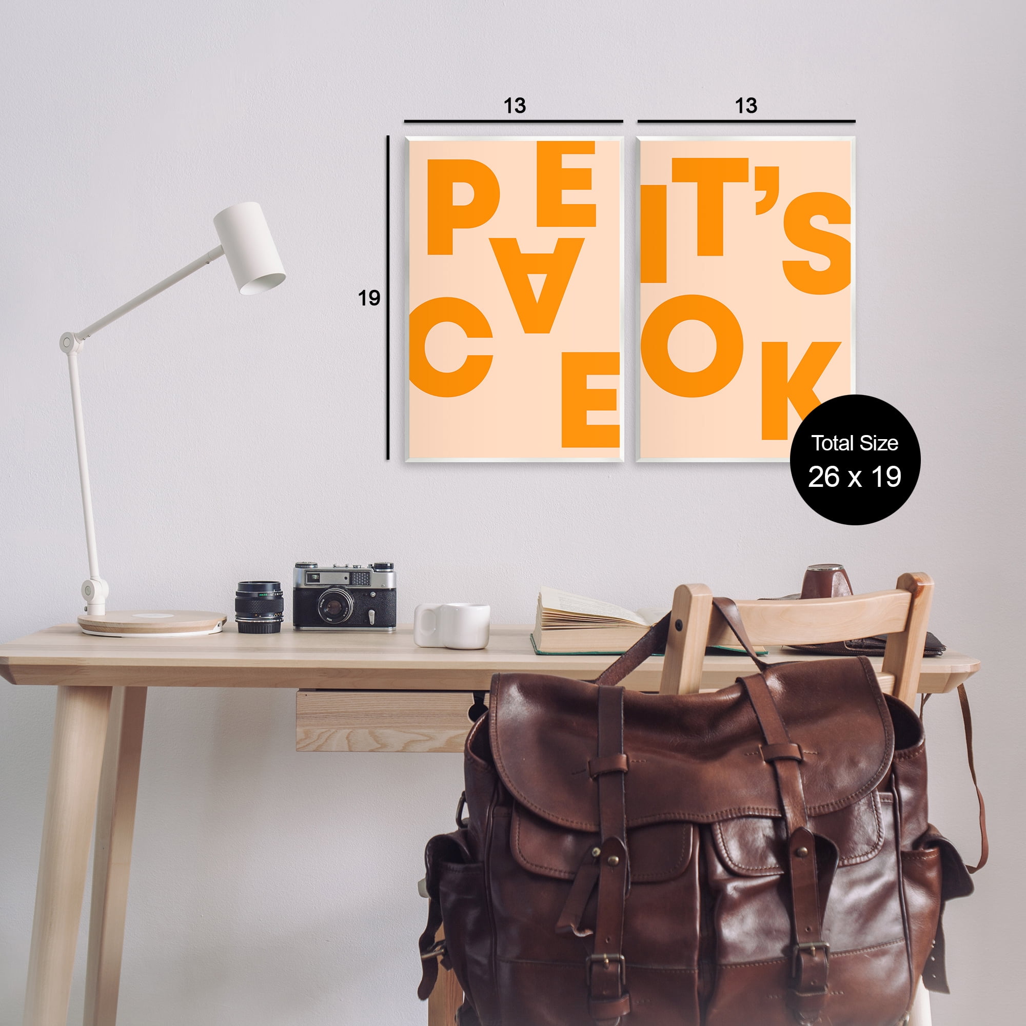 Stupell Industries Peace It's Ok Orange Text & Numbers Painting Unframed Art Print Wall Art, 13 x 19, Set of 2