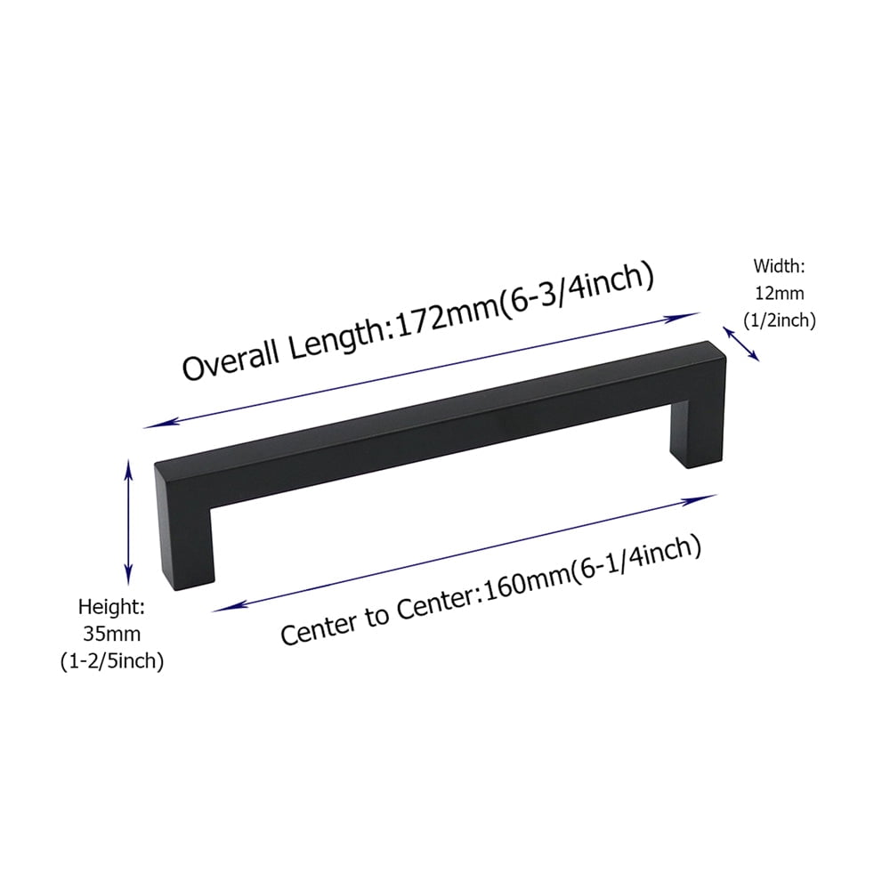 Fitviso 10 Pack 6.25 Inch(160mm) Center to Center Matte Black Kitchen Cabinet Handles