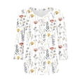 thumbnail image 4 of Ounisa T-Shirts à Manches 3/4 pour Femmes Col en V Manches Raglan Chandail Imprimé Décontracté Tendance Printemps Été Mode Hauts P-2TG, 4 of 6