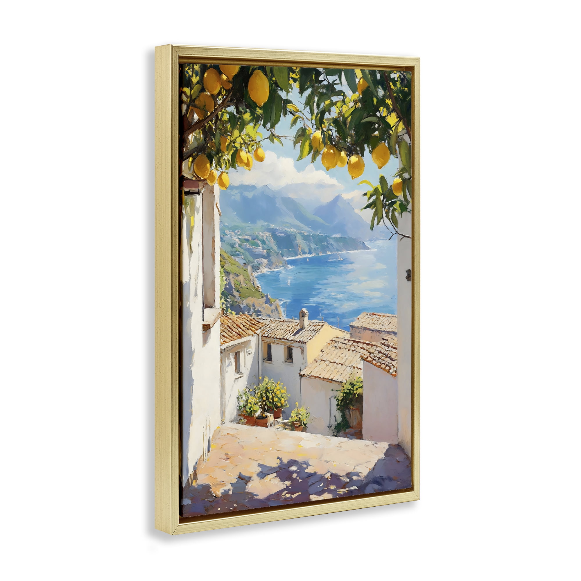 Stupell Industries Amalfi Coast Lemon Overhang Gold Framed Floater Canvas Wall Art, design by LSR Design Studio