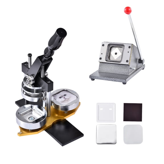 Portable Fridge Magnet Press Machine, 2x2 Inch Badge Maker with 100 Supplies for Stickers and Iron-Friendly Surfaces