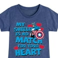 thumbnail image 3 of Marvel Captain America - My Shield Valentine - Toddler And Youth Girls Fitted Short Sleeve Tee, 3 of 5