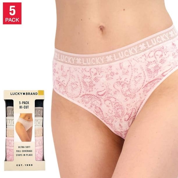 Lucky Brand Women's 5Pack Underwear Ultra Soft High Cut Full Coverage