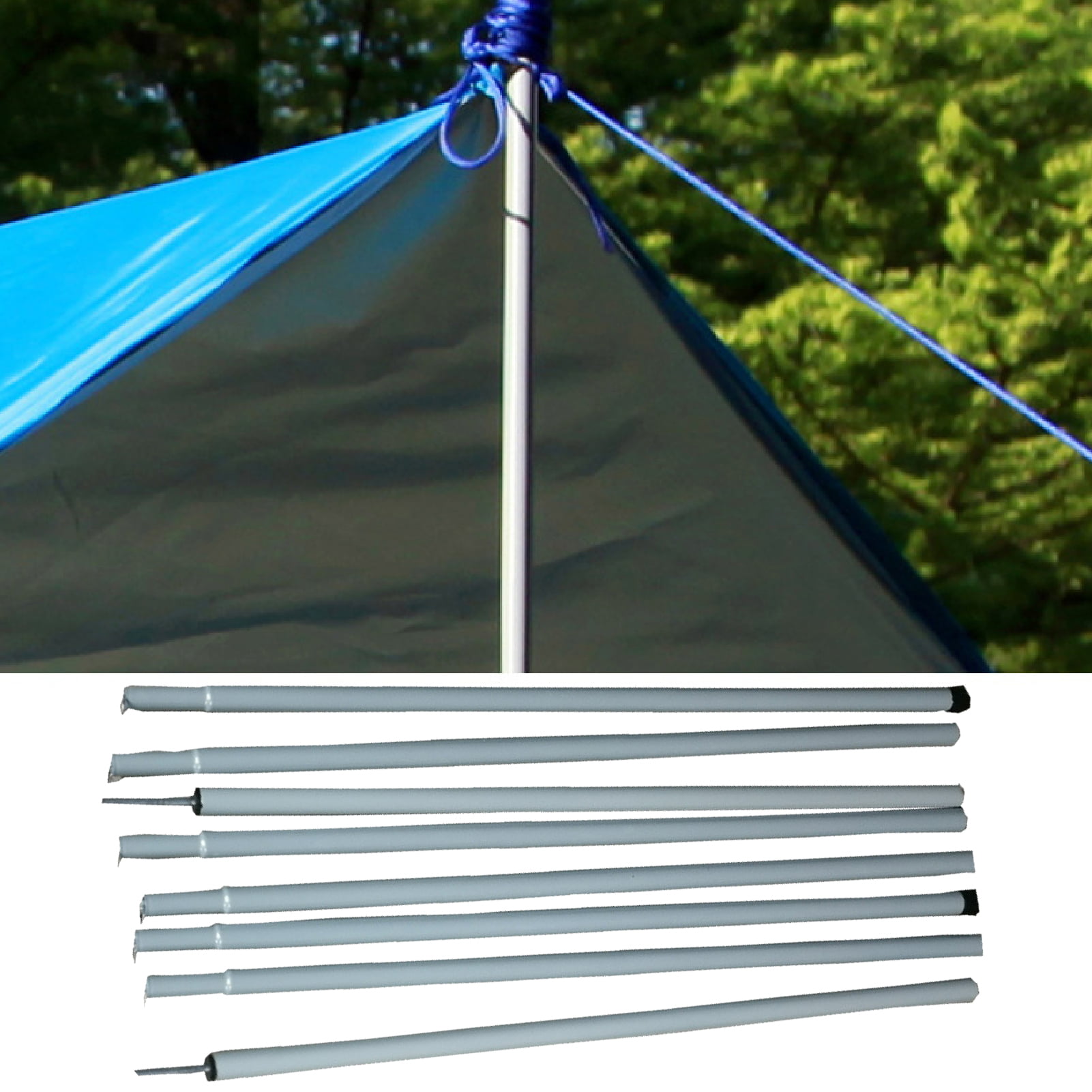 Outdoor Canopy Poles Camping Tent Tarp Pole Adjustable Awning Support Iron Rod