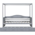 thumbnail image 4 of Canopy Bed, Twin Size Canopy Day Bed with Twin Size Trundle, Four-Poster Wood Platform Bed Frame with Strong Slat Support, Practical for Home, Trundle with Wheels, No Box Spring Needed, 4 of 9