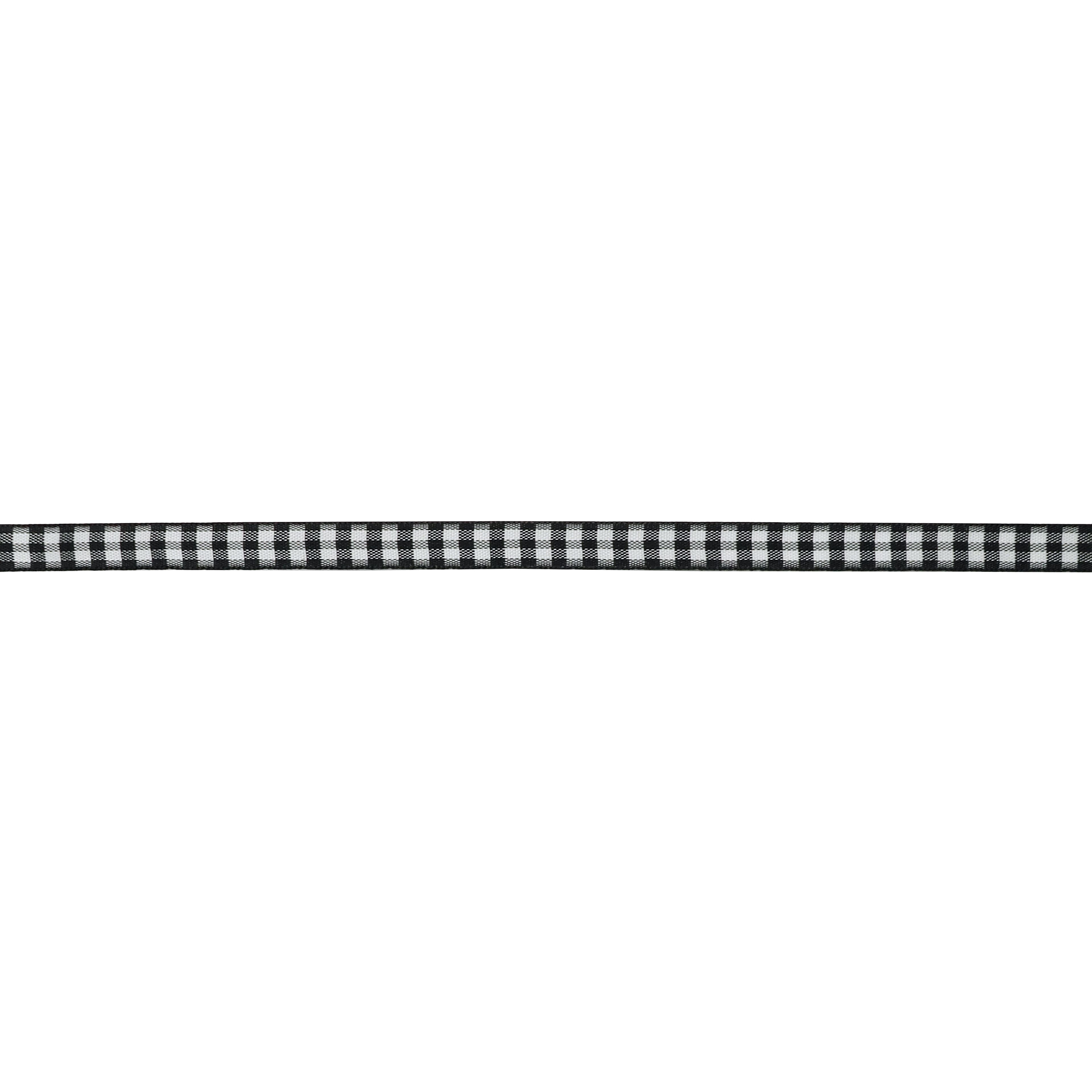 3/8" x 7yd. Black Gingham Ribbon by Celebrate It – Non-Wired Woven Selvage Edge - Ideal for Gift Wrapping - Crafts & Home Decor - 12 Pack