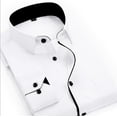 thumbnail image 1 of Fashion Men‘s Formal Long Sleeve Shirt Solid Color Button Up Business Work Dress Top, 1 of 6