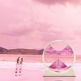 thumbnail image 3 of Aoderun Moving Sand Art Picture Round Glass Decor Desktop Home Office (7", Pink), 3 of 8
