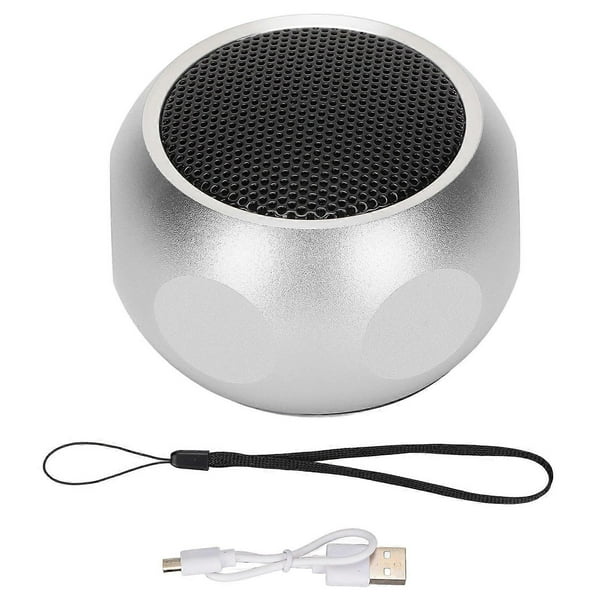 Mini Portable Bluetooth Speaker, Cute Little Wireless Speaker with Cord for Shower, Bike, Car, Travel, Silver