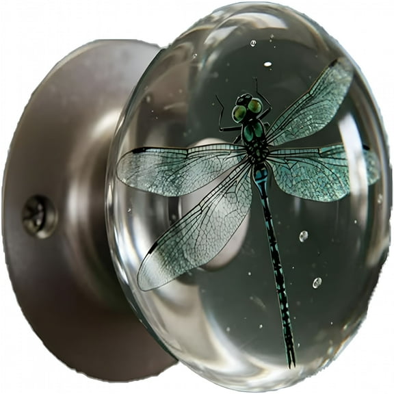 LAMIRO Unique Decorative Door Handle, Retro Round Resin Epoxy Flower Door Knob, Nature Style Transparent Animal Crystal Door Knobs, Creative Artistic Decor for Bedroom