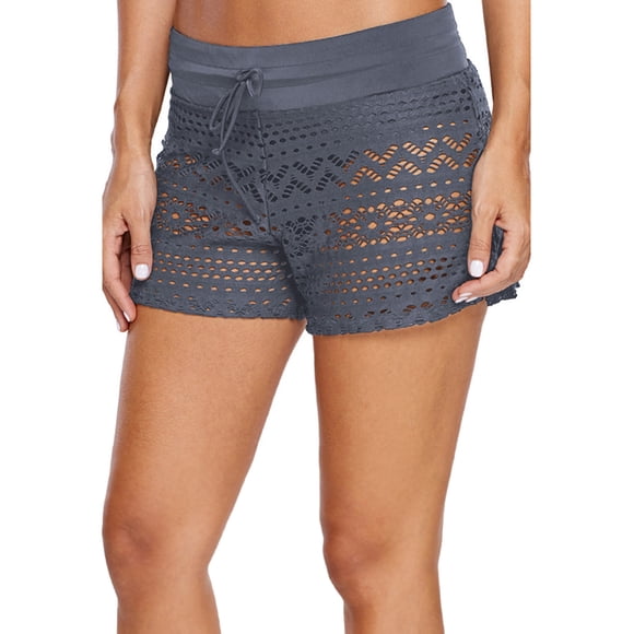 Pantalones cortos de encaje Naiovety Traje de baño lavable Ropa de playa Gris