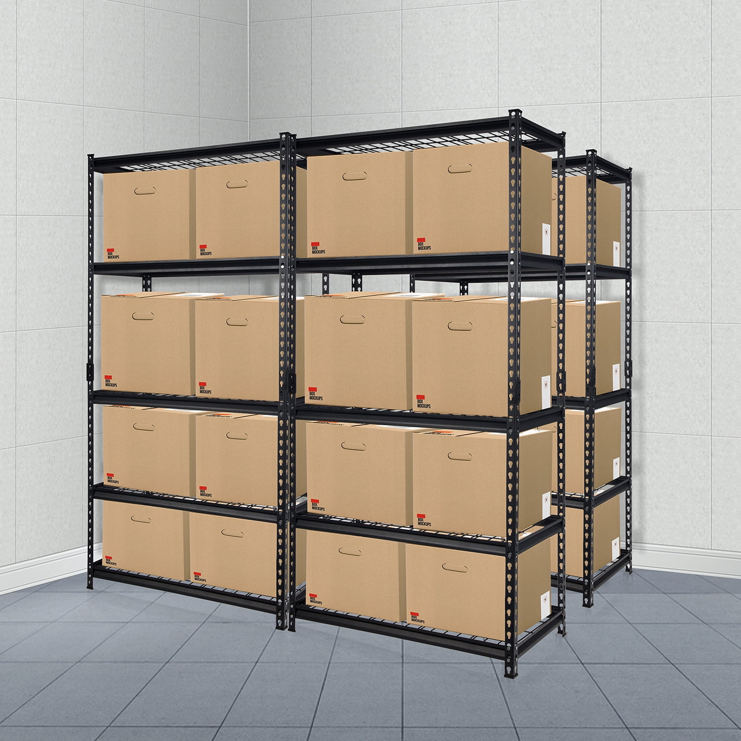 Pachira 36"W x 18"D x 72"H 5-Shelf Steel Shelving, Black