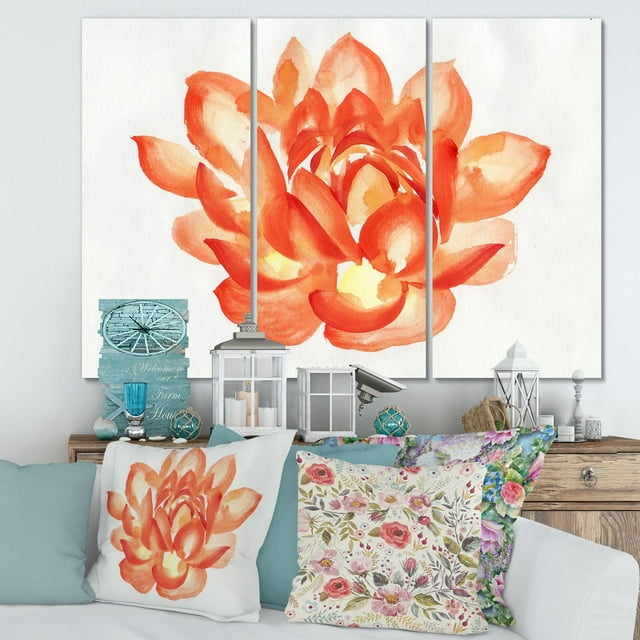 Designart Détail Vintage d'un Lotus Orange Art mural sur toile