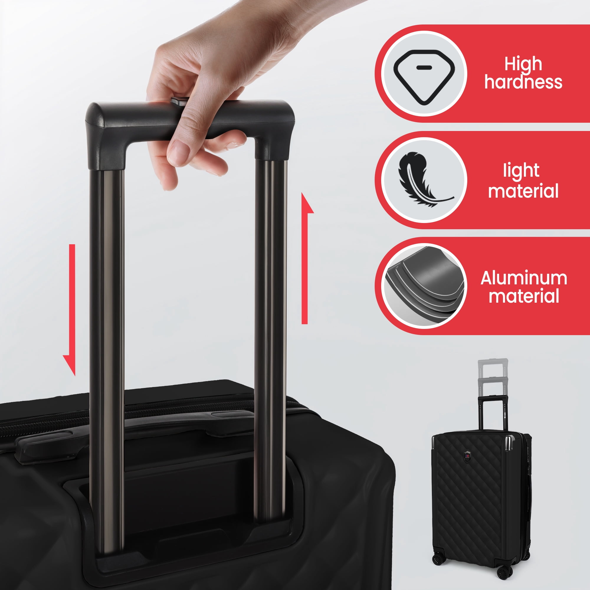 New York Xpress 20" Carry-on Luggage,Expandable Hardshell Spinner Suitcase with TSA Lock, Airplane Approved, Black - WD576