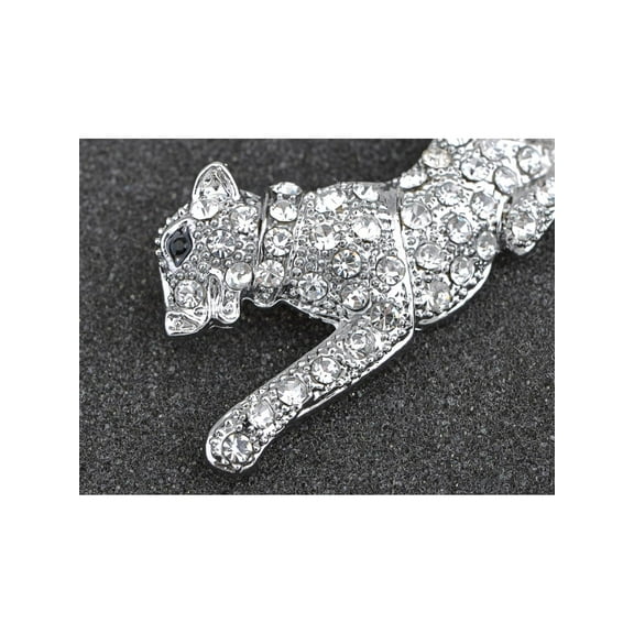 Crystal Rhinestone Jaguar Panther Animal Crouching Fashion Pin Brooch Pendant