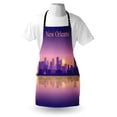 thumbnail image 4 of New Orleans Apron, City Silhouette with Important Buildings in the Sunset Ombre Effect, Unisex Kitchen Bib with Adjustable Neck for Cooking Gardening, Adult Size, Violett Gelb, by Ambesonne, 4 of 4