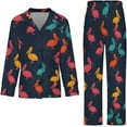 thumbnail image 4 of Top-kevin Womens Pajamas Set Cute Hippo Party Pattern Soft Long Sleeve Sleepwear Button Down Sets, 4 of 12