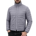 thumbnail image 4 of Ceisia Men Solid Stand Collar Quilted Puffer Jacket Full Zip Lightweight Warm Outer Coat For Fall Winter Outdoor Travel Daily Commute Gift, 4 of 7