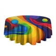 thumbnail image 5 of Colorful Tie Dye Wave Sphere Pattern Round Tablecloth 60"x60",Wrinkle Wipeable Table Cloth for Kitchen Dining Room Picnic Patio Party, 5 of 6