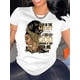 thumbnail image 1 of Cartoon Portrait & Letter Print T-Shirt, Casual Short Sleeve Top For Spring & Summer, Women's ClothiCamisetas para mujer, lindas camisetas con estampado gráfico, de manga corta, estilo casual, para ve, 1 of 7