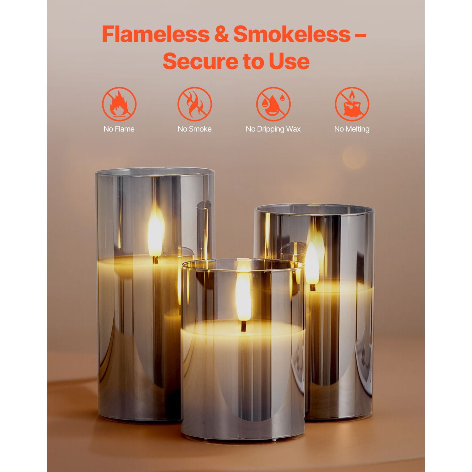 Flameless LED Candles with 10-Key Remote Timer, 2/4/6/8 Hour Timer Flickering Steady Modes, 500-Hour Battery Pillar Candles for Home Decor
