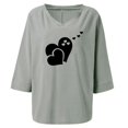 thumbnail image 5 of YUNAFFT Womens Tops Casual Loose Fashion Women's Fashion Printed T-shirt Cotton 3/4 Sleeves Blouse V Neck Casual Tops On Sale, 5 of 5