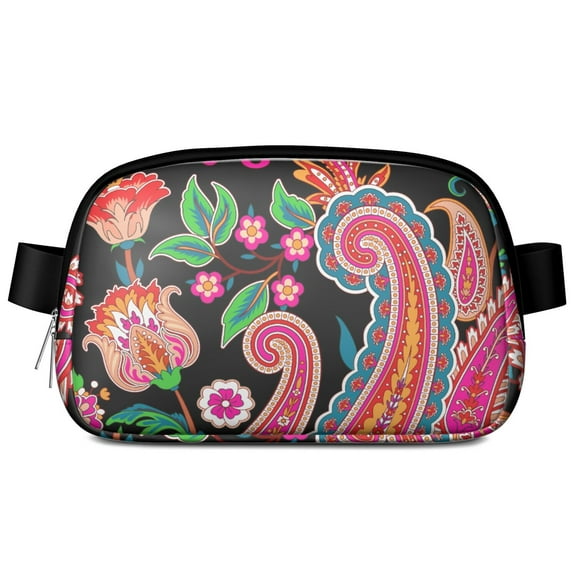 Chic Bohemian Fanny Pack – Waterproof Adjustable Waist Bag with Elegant Paisley Design, Free-Spirited Style