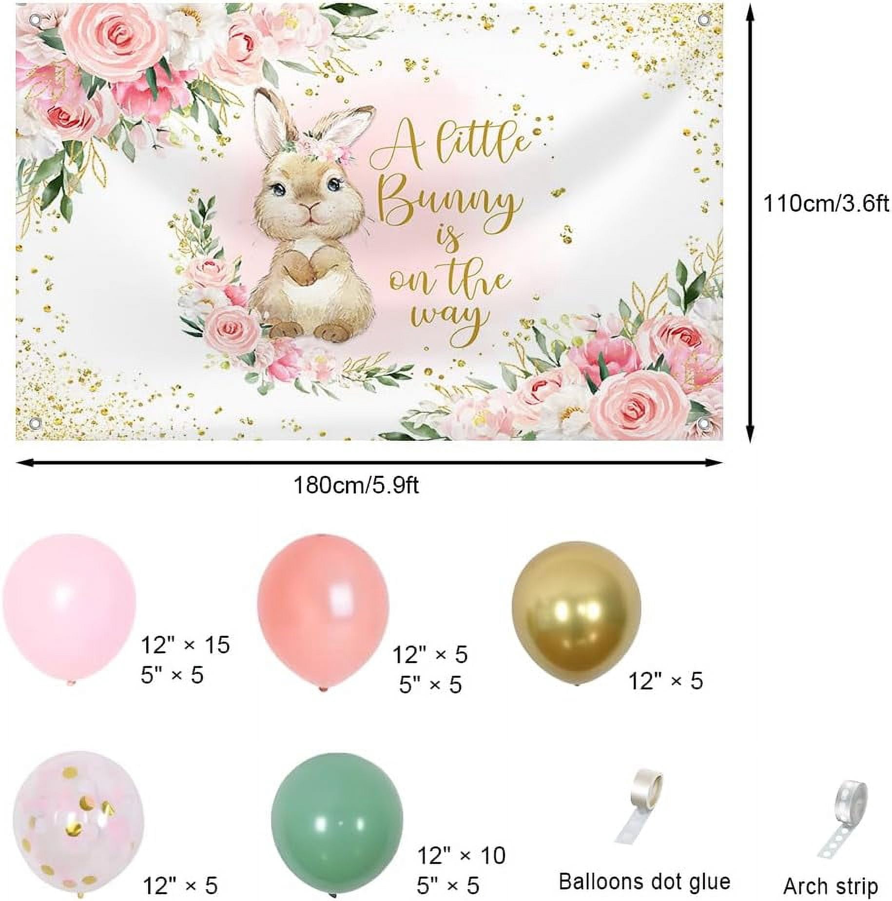 Easter Balloon Arch Kit For Baby Shower With Bunny Banner Pink Party Decorations Baby Girl Shower Supplies