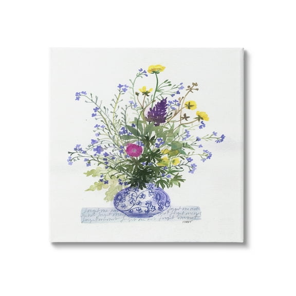 Stupell Industries Mixed Delicate Flowers Arrangement Cursive Words Pattern Painting Gallery Wrapped Canvas Print Wall Art, Design by unknown