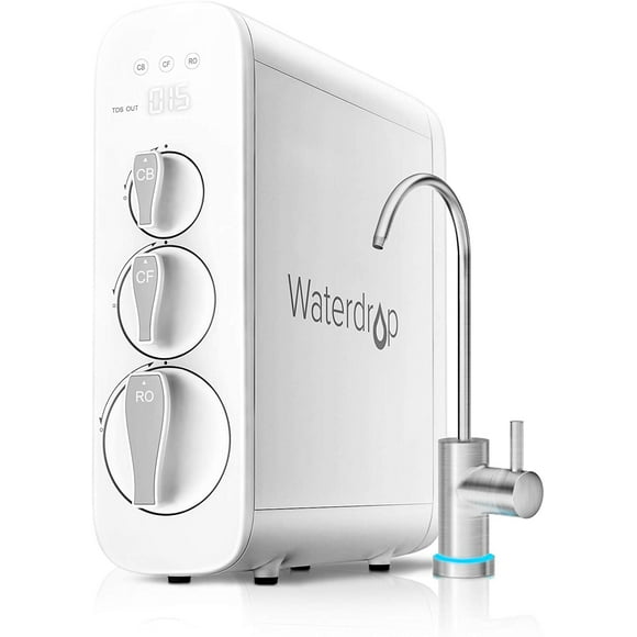 Waterdrop RO Reverse Osmosis Drinking Water Filtration System, NSF Certified, TDS Reduction, 400 GPD Fast Flow, Tankless, Compact, Smart Faucet, 1:1 Drain Ratio, UL Listed Power, USA Tech, WD-G3-W