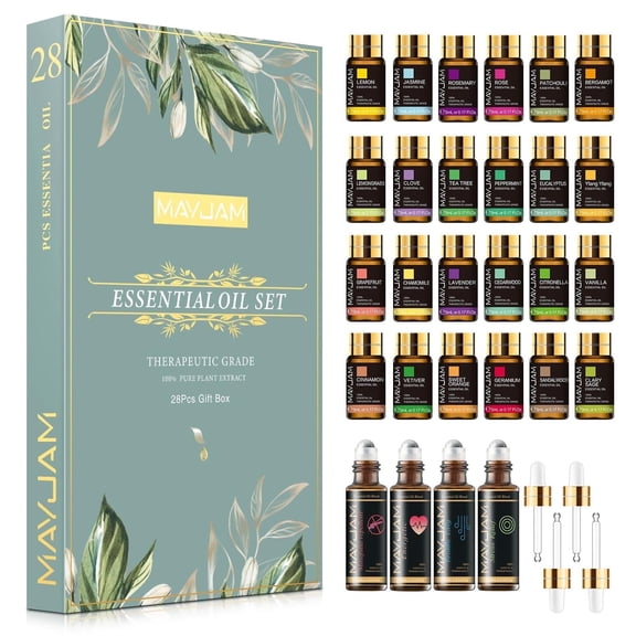 MAYJAM 28 Pack Therapeutic Grade Essential Oils Set for Diffusers Relaxation,Humidifier,Candle Making,Skin Care,Aromatherapy Oil Diffuser Oils,5ML