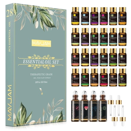 MAYJAM 28 Pack Therapeutic Grade Essential Oils Set for Diffusers Relaxation,Humidifier,Candle Making,Skin Care,Aromatherapy Oil Diffuser Oils,5ML