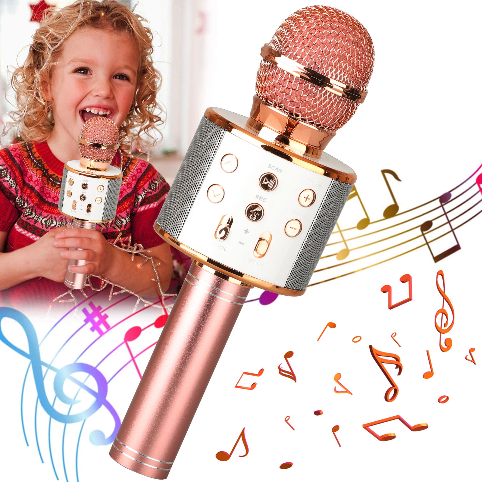 CYY 2Pack Bluetooth Wireless Karaoke Microphone for Kids&Adults,Toy Microphone for Toddlers,Portable Cordless Karaoke Speaker for Girls&Boys,Birthday and Festival Gifts to Party or Outdoor Activity 