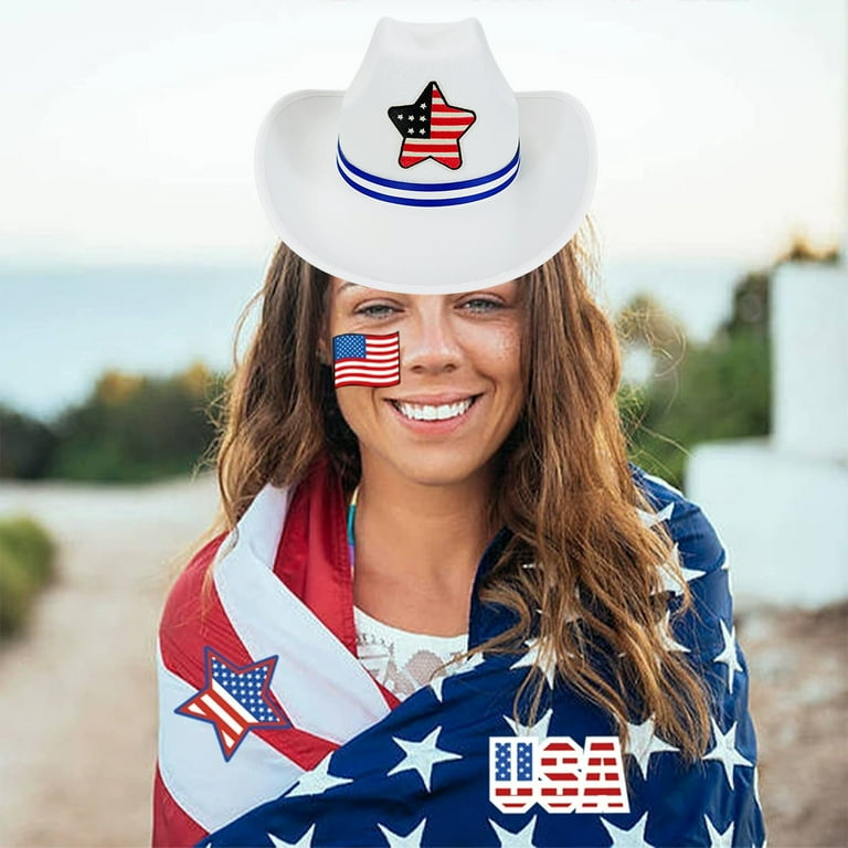 8418 American Flag Cowboy Hat Patriotic Usa Western Hat 4th Of July Party JMKQLZ American Flag Cowboy Hat Patriotic USA Western Hat  main image 3