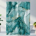 thumbnail image 2 of Abstract Marble Shower Curtain, Turquosie Marble Shower Curtain for Bathroom Décor with 12 Metal Hooks, Luxury Modern Waterproof Bath Accessories Set, 72 x 72, 2 of 6