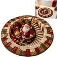 thumbnail image 2 of Optical Illusion Christmas Rug, Round Santa Claus Visual Effect Doormat, Non Slip Holiday Floor Mat for Entryway Living Room, 60cm Winter Carpet, 23.62x23.62 inch, 2 of 9