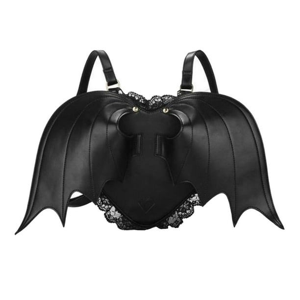 Sonducket Black Backpack Goth Punk Shoulder Lace Rucksack Bag Leather Wing Bolsas de mensajero y de hombro