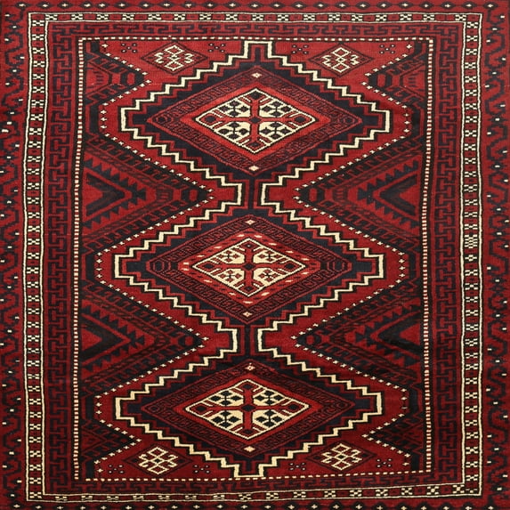 Ahgly Company Indoor Square Traditional Red Persian Area Rugs, 3' Square