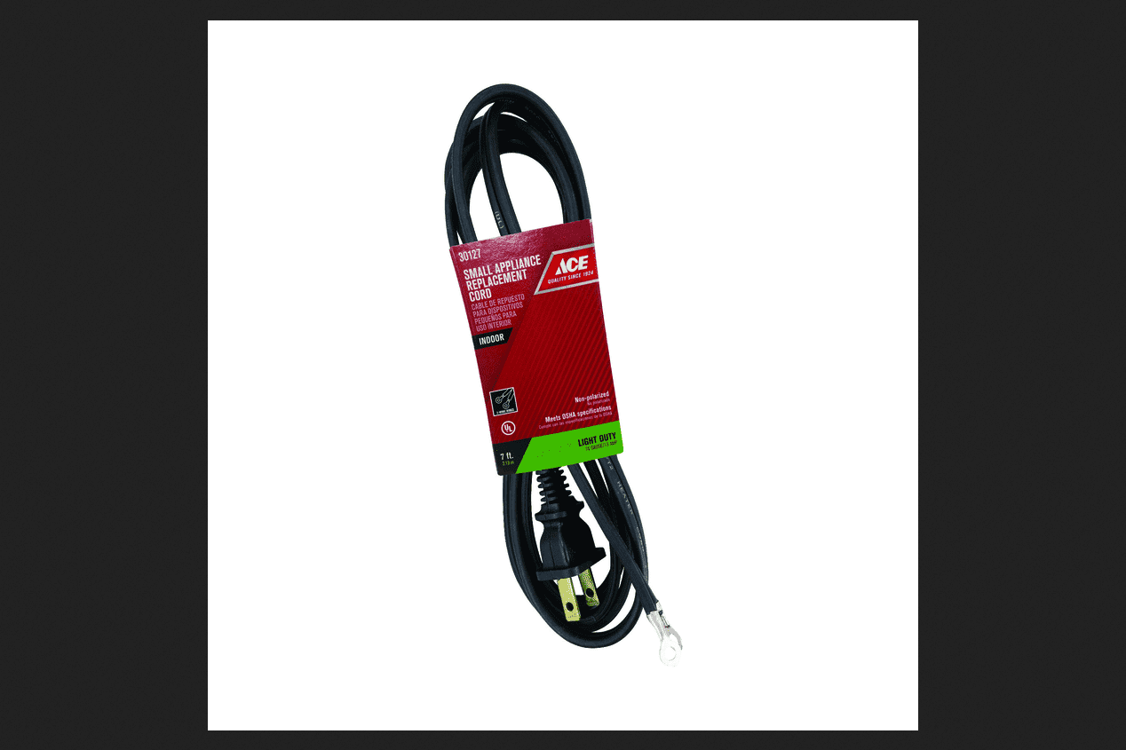 Ace 16/2 HPN 125 volts Small Appliance Replacement Cord 7 ft. L Black