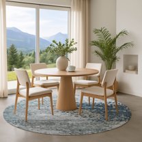 Addison Rugs Mayfield Premium Machine Washable Transitional Modern Denim Round Rug, 8' x 8'