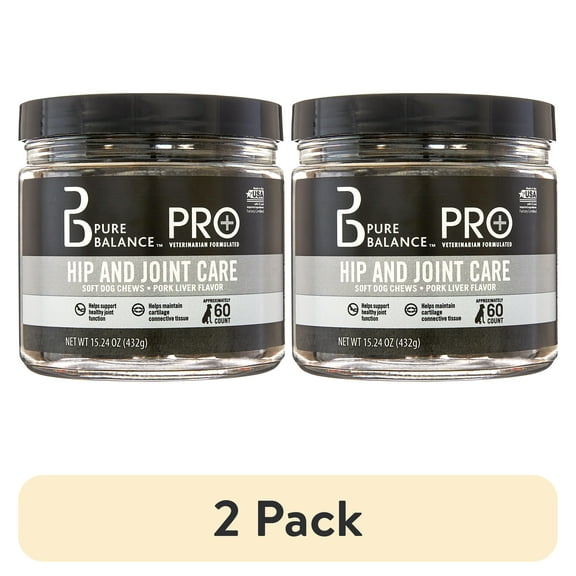 (2 pack) Pure Balance Pro Veterinarian Formulated Flex Care for Dogs, Glucosamine Chondroitin Hip & Joint Care, Dog, Pork Liver Flavor, 60 Count Soft Chews