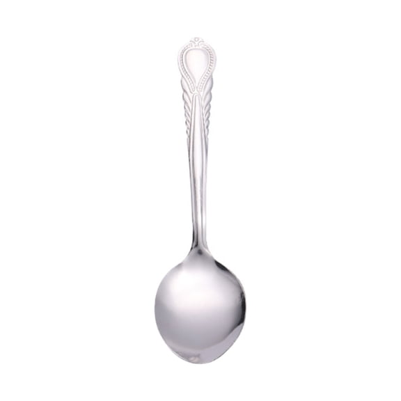 Embossed Stainless Steel Soup Spoon, 7.13X1.61 inch Round Bowl Table Cutlery, Household Dinner Utensil, Decorative Handle Dining Spoon, Reusable Eating Tool, Kitchen Meal Serving Silverware