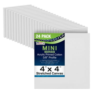 U.S. Art Supply 4" x 4" Mini Professional Primed Stretched Canvas (1-Pack of 24-Mini Canvases)