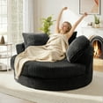 thumbnail image 4 of Muumblus 61" Oversized Round Boneless Lounge Chaise Chair Indoor, Corduroy Deep Seat Cloud Couch Sleeper Sofa Bed with 3 Pillows, No Assembly Barrel Chair for Living Room, Gray, 4 of 9
