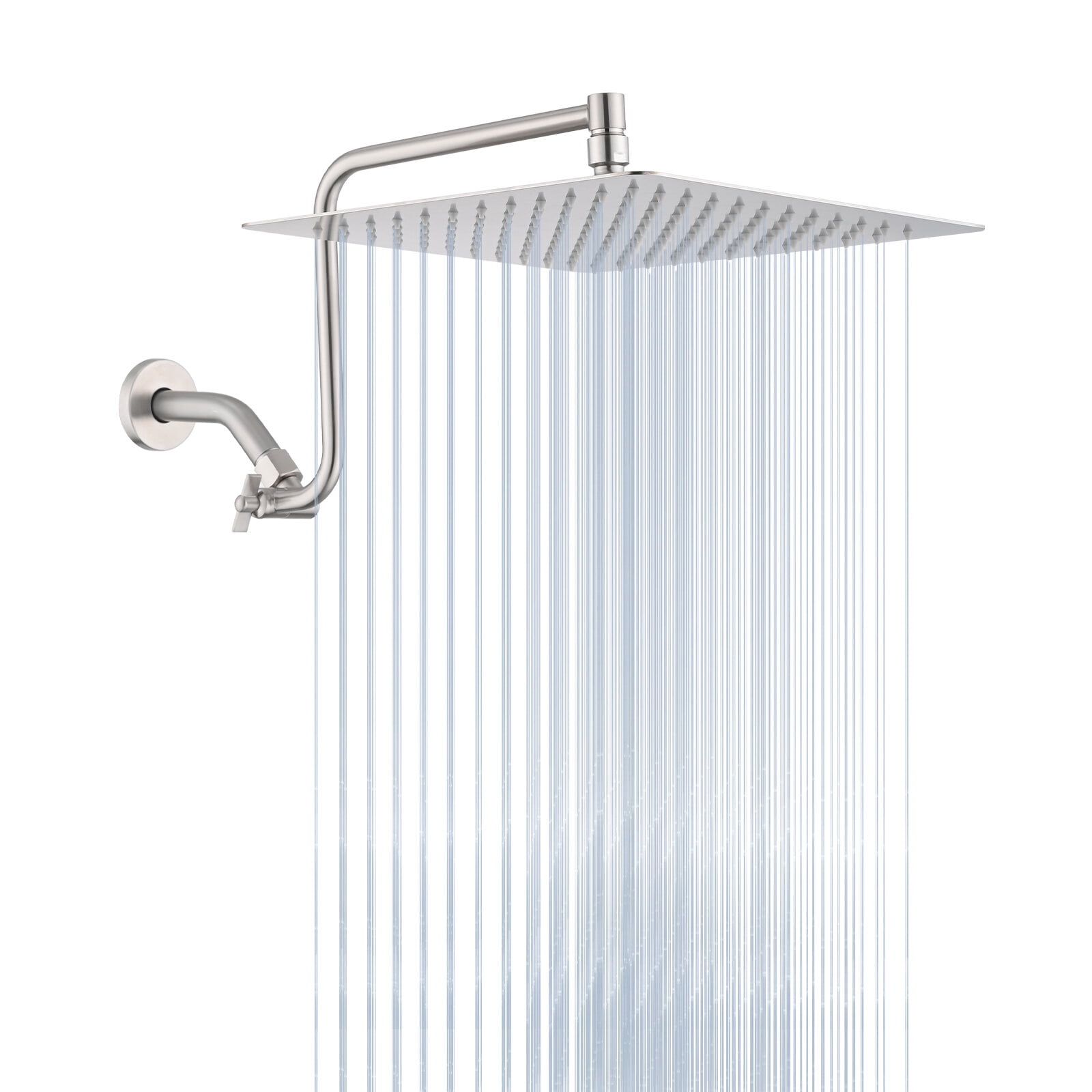 Freestanding Bathtub Faucet, 12 inch Adjustable Extension Arm High-pressure Rain Shower Head, Rain Fixed Shower Head, Brushed Nickel Freestanding Tub Filler,Stainless Steel Standalone Tub Faucet