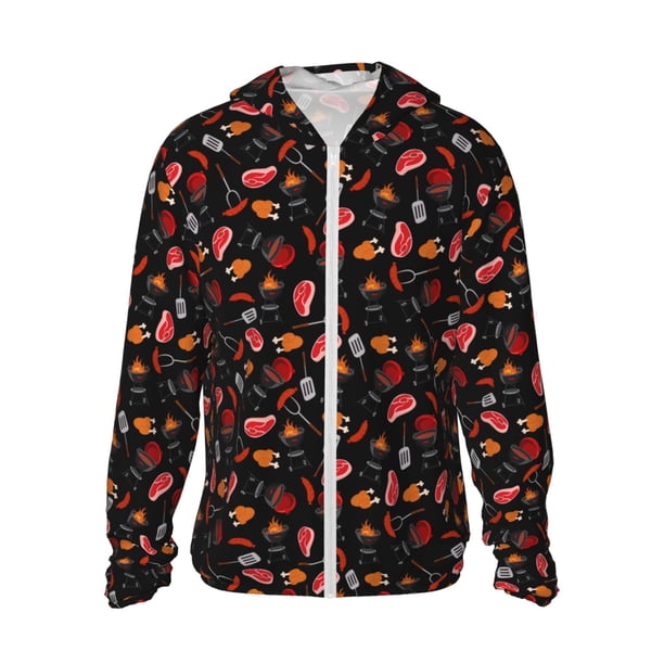 Fotbe BBQ Chaqueta con Protección Solar UPF 50+ para Hombre y Mujer, Camisa con Capucha y Bolsillos-Medium
