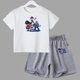 thumbnail image 3 of Conjunto de 2 piezas de camiseta y pantalones cortos informales para niños y adolescentes, de algodón, de manga corta, para verano, 3 of 5