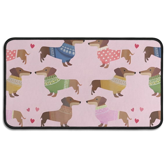 Colorful Funny Dachshund Door Rugs,Washable Non Slip Door Mats Indoor,Decorative Door Mats,Entry Mat Indoor for Entrance,Bedroom,Kitchen,Bathroom,30"x17"