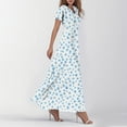 thumbnail image 7 of vigerkar Women's Casual V Neck Maxi Dress with Short Sleeve Sexy Elegant Floral Dress Light Blue, M, 7 of 7